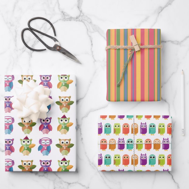 Rollen und Streifen: zwei Papierfolien Geschenkpapier Set (Vorderseite)