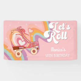 Rollen wir die Retrowalze Skate Geburtstagsparty Banner