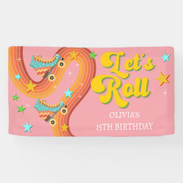 Rollen wir Rollwalze Skate Retro Regenbogen Banner