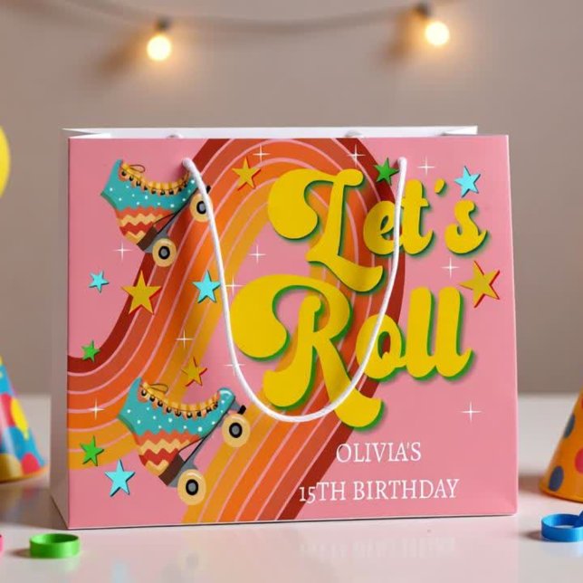 Rollen wir Rollwalze Skate Retro Regenbogen Große Geschenktüte (Von Creator hochgeladen)