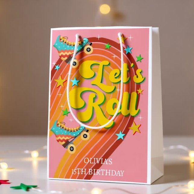 Rollen wir Rollwalze Skate Retro Regenbogen Mittlere Geschenktüte (Von Creator hochgeladen)