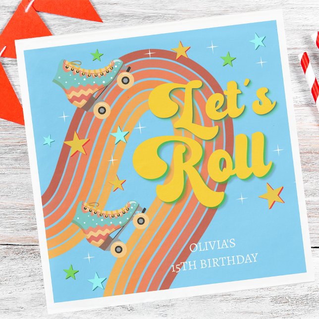 Rollen wir Rollwalze Skate Retro Regenbogen Serviette (Von Creator hochgeladen)