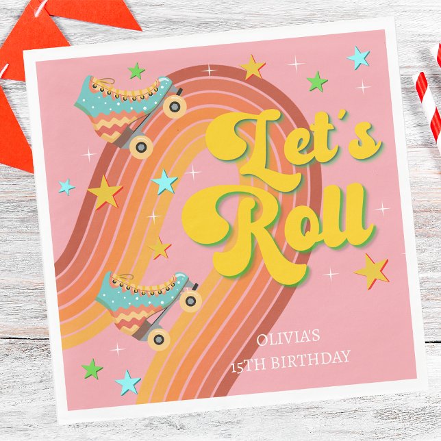 Rollen wir Rollwalze Skate Retro Regenbogen Serviette (Von Creator hochgeladen)