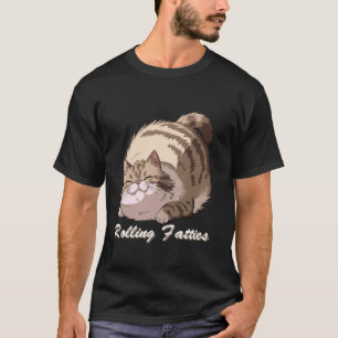 Rollende dicke Katzen-Meme faul Fell Kitty Humor L T-Shirt