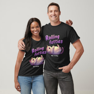 Rollende Dickerchen Katzen-Meme Lustig & Süße Dick T-Shirt