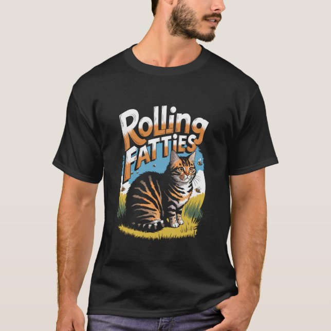 Rollende Dickerchen Lustige Katzen Meme T-Shirt (Vorderseite)