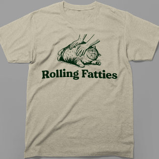 Rollende Dicksacke Lustige Fette Katzenbäckerei T-Shirt