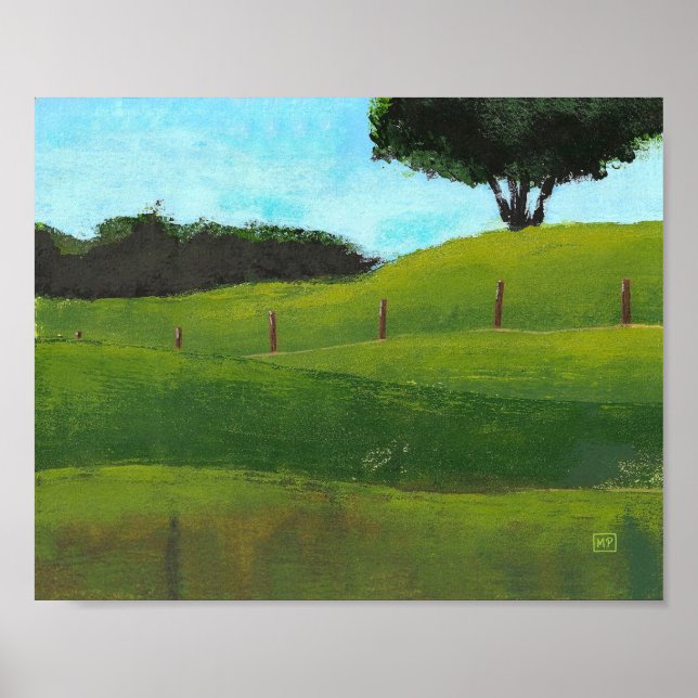 Rollende Hügel der Landschaft Poster (Vorne)