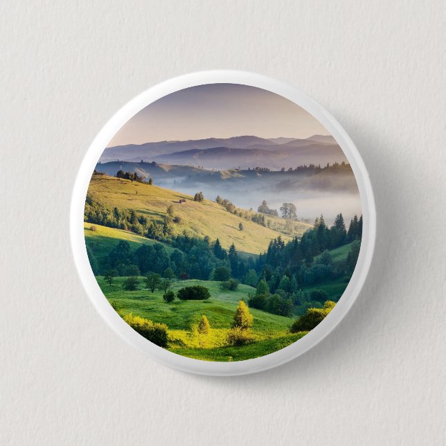 Rollende Hügel - Landschaftsfoto Button (Vorderseite)