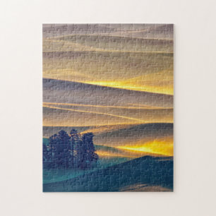 Rollende Weizenberge bei Sonnenaufgang WA Puzzle