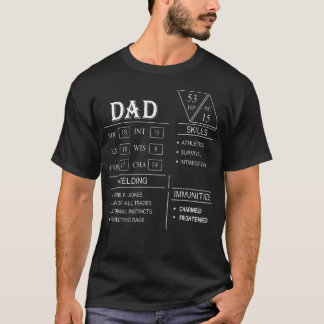 Rollenspiel-Würfel-Gamer-Drache-Vater-Stat-Fähigke T-Shirt
