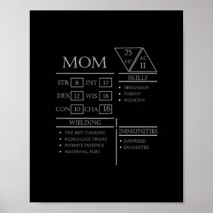 Rollenspiel-Würfel-Spieler-Drachen-Mama-Stat-Fähig Poster
