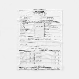 Rollenspielspiel-Charakterblatt Fleecedecke