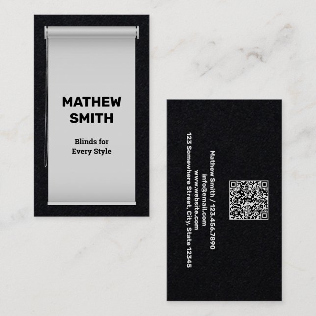 Roller Blinds QR Business Card Visitenkarte (Vorne/Hinten)