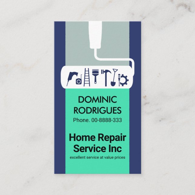 Roller Brush Paints Handyman Tools Visitenkarte (Vorderseite)