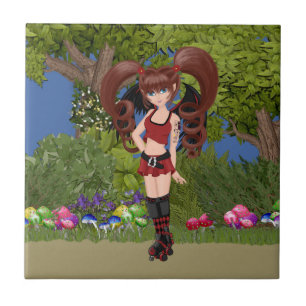 Roller Derby Anime Fairy Skaten Fliese