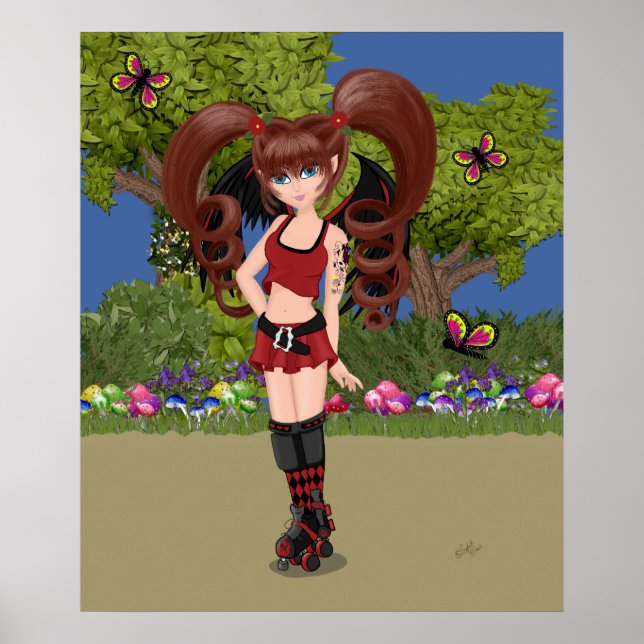 Roller Derby Anime Fairy Skaten Poster (Vorne)