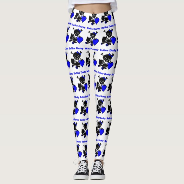 Roller Derby Heart (blau) Leggings (Vorderseite)