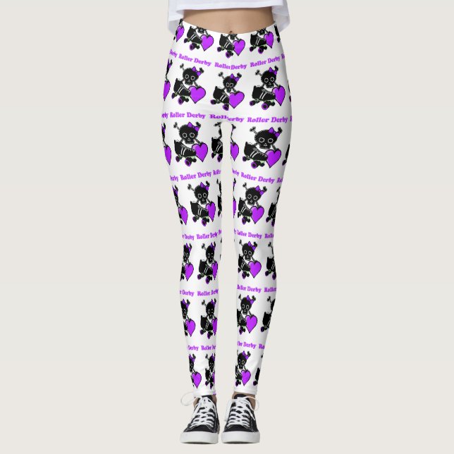 Roller Derby Heart (Lila) Leggings (Vorderseite)