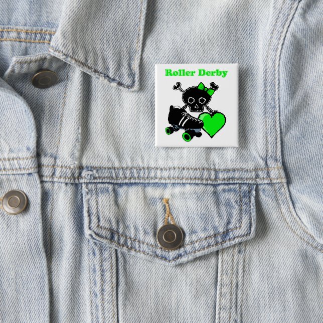 Roller Derby Herz (Grün) Button (Beispiel)