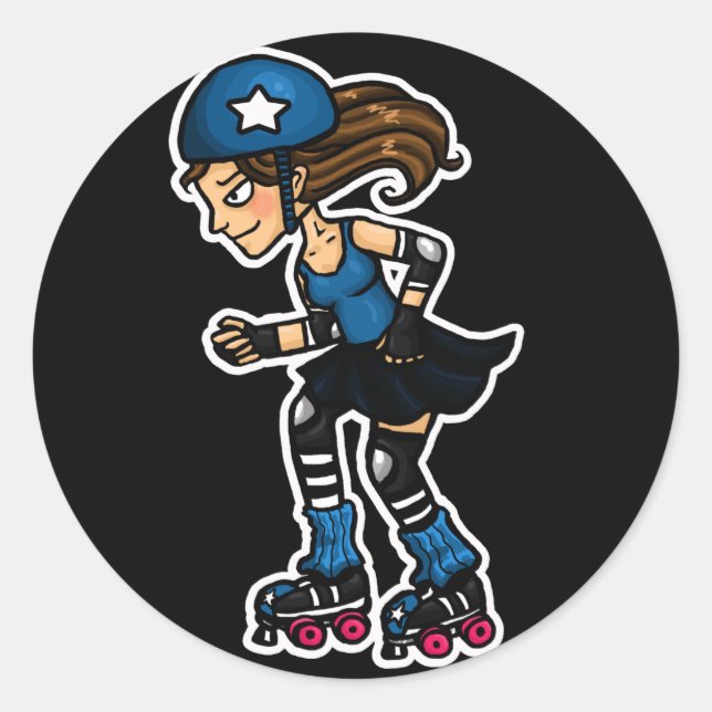 Roller Derby Jammer Runder Aufkleber (Vorderseite)