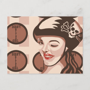 Roller Derby Mädchen Postkarte