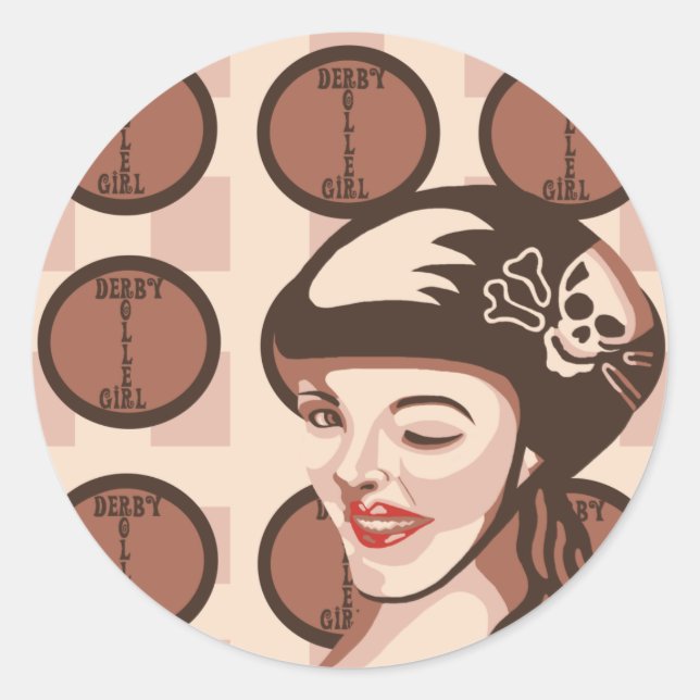 Roller-Derby-Mädchen Runder Aufkleber (Vorderseite)