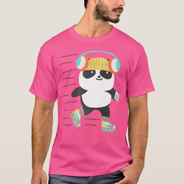 Roller Derby Panda Rollschuhfahren T-Shirt (Vorderseite)