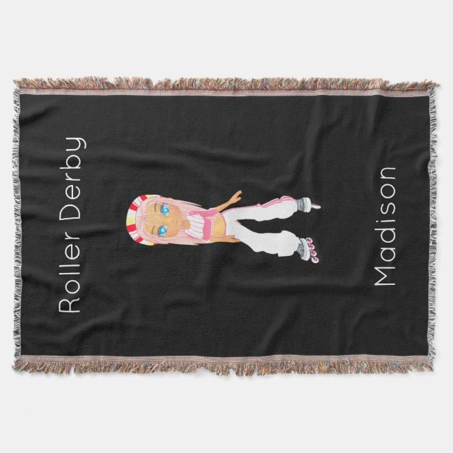 Roller Derby personalisierte Wurfdecke Decke (Vorderseite)