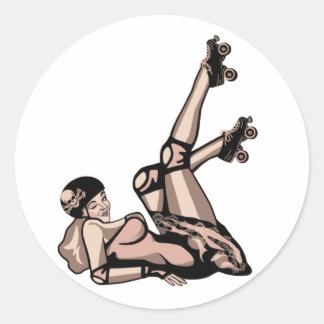 Roller Derby Pin-Up-Diva Runder Aufkleber