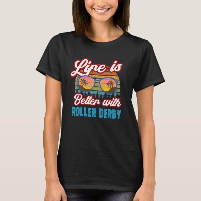 Roller Derby Player mit Roller Derby T-Shirt (Vorderseite)
