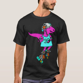 Roller derby Rolle Skaten Pink Dinosaurier T-Shirt