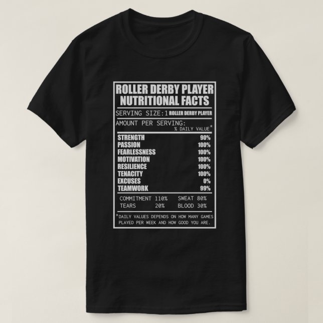 Roller Derby-Shirts Roller Nährwertangaben Vinta T-Shirt (Design vorne)