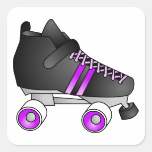 Roller Derby Skate Schwarz und Lila Quadratischer Aufkleber