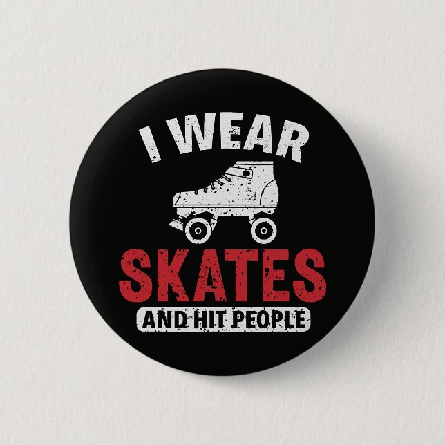 Roller Derby Skating Skate Schlittschuhläufer Button (Vorderseite)