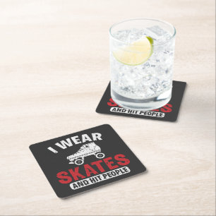 Roller Derby Skating Skate Schlittschuhläufer Rechteckiger Pappuntersetzer