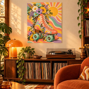 Roller Disco Blumenstrauß Kunstprint Poster