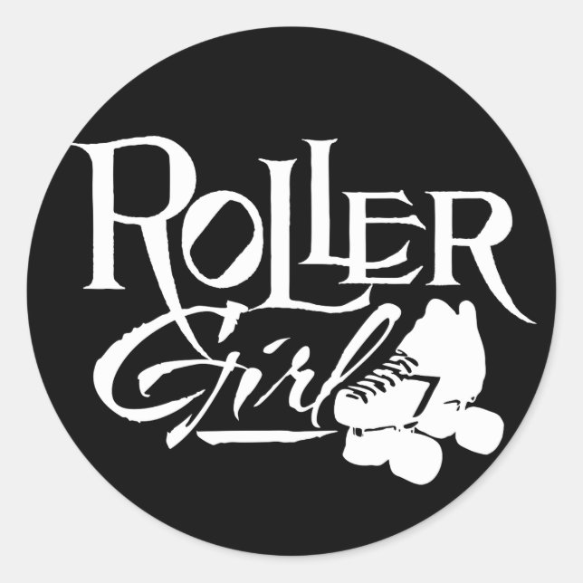 Roller Girl, Roller Derby Runder Aufkleber (Vorderseite)