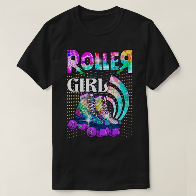 Roller Girl Skater Skaten Retro 70er 80er Disco T-Shirt (Design vorne)
