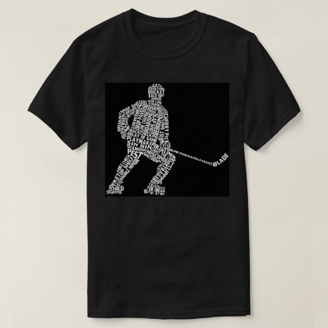 Roller Hockey Player Word Art, Inline Hockey Typog T-Shirt (Design vorne)
