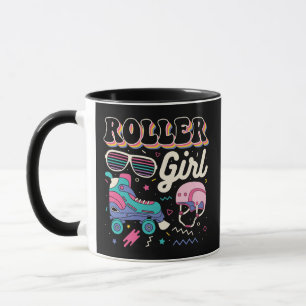 Roller Mädchen Skater Skating Retro Vintage Roller Tasse