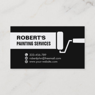 Roller Paint Brush Painting Services Black Visitenkarte