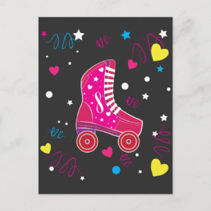 Roller Pink Roller Skate Roller Skaten Postkarte