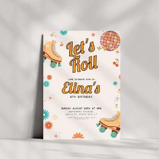 Roller Rink Retro Birthday Einladung