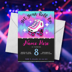 Roller Rink Skaten Birthday Party Einladung