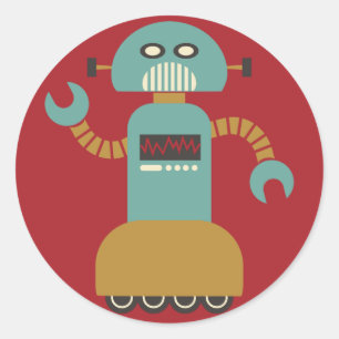 Roller Robot Round Sticker
