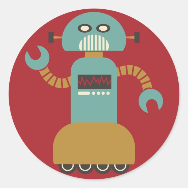 Roller Robot Round Sticker (Vorderseite)