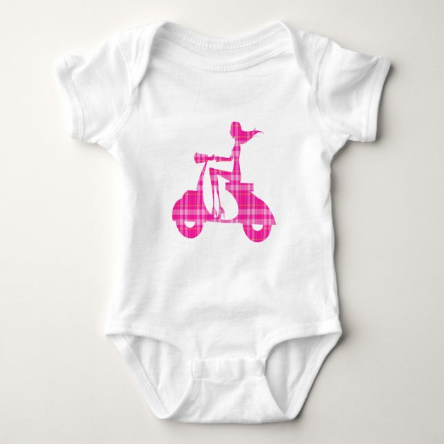 Roller Rosa Gingham Baby Strampler (Vorderseite)