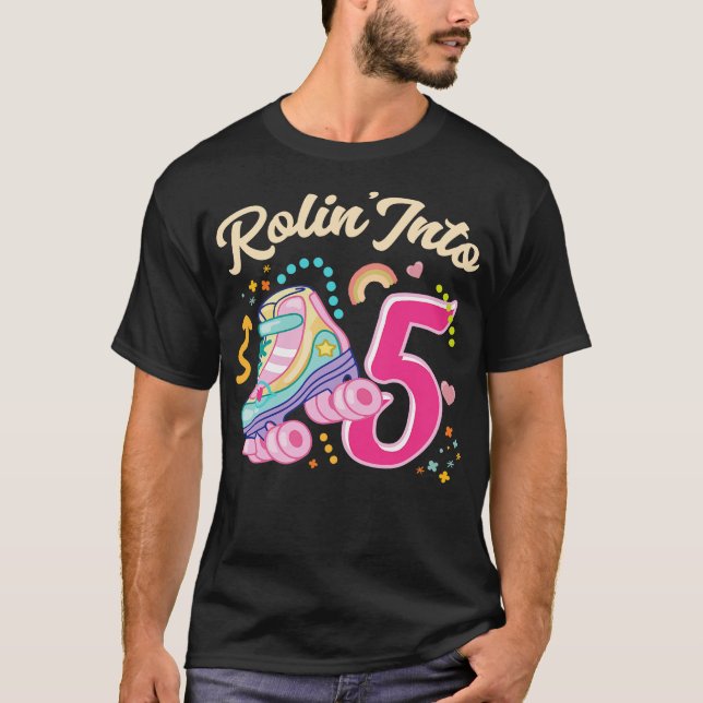 Roller Skate 5th Birthday Girls Bday Gift For Kids T-Shirt (Vorderseite)