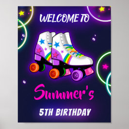 Roller Skate Begrüßung Party Zeichen Girl sk8 Post Poster